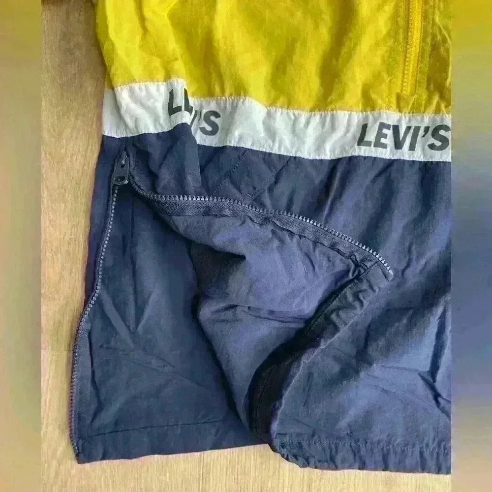 Levi’s Retro Color Block Mens Pullover 1/2 Zip Hooded Windbreaker Jacket Large